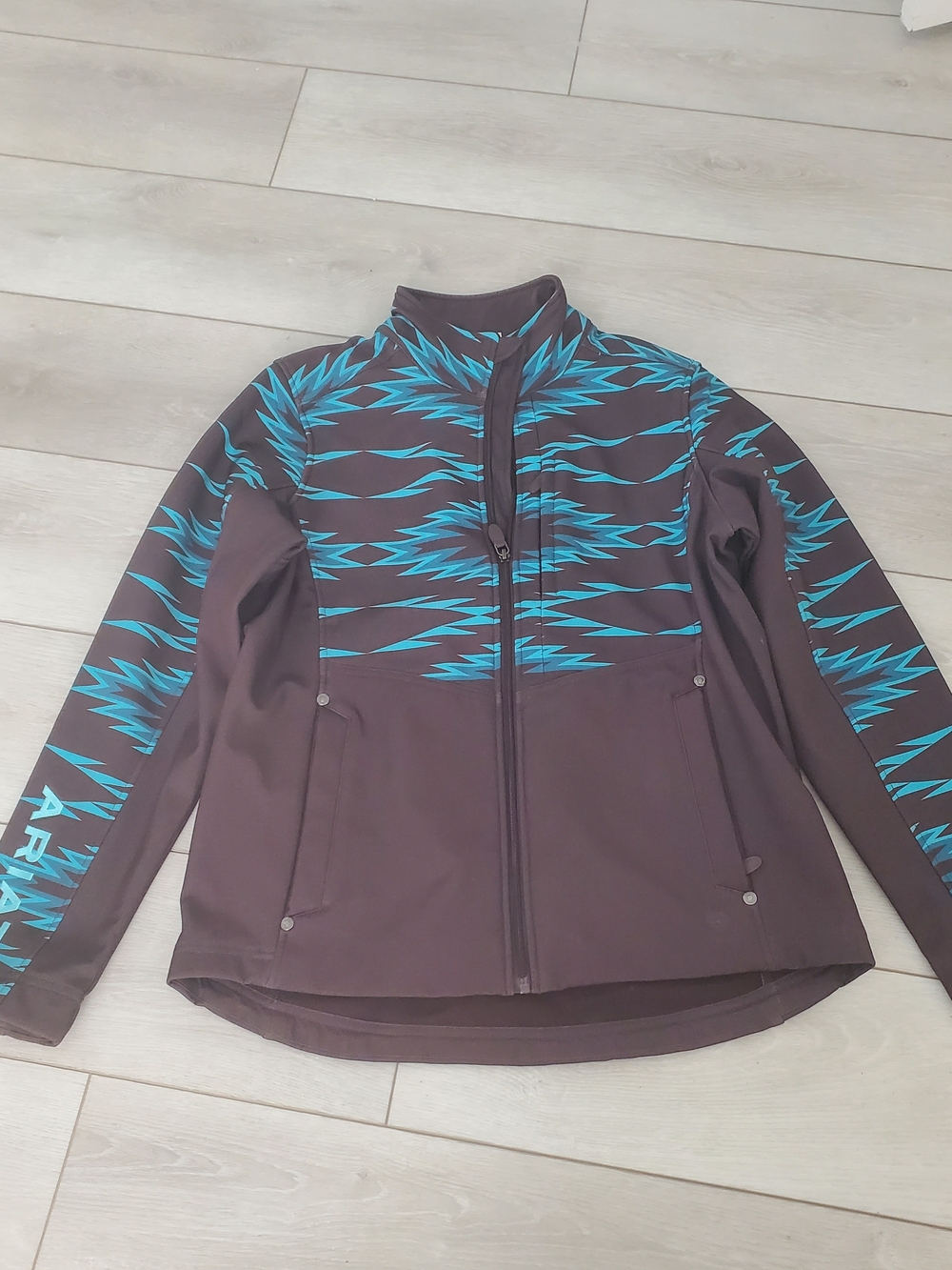 Ariat Women's Aurora Softshell Jacket Brown &Teal Aztec Print Lg Western Cowgirl